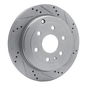 Buick Enclave Brake Rotor (1) - Rear Right - R1 Concepts - Drilled & Slotted - Silver - `07-`17